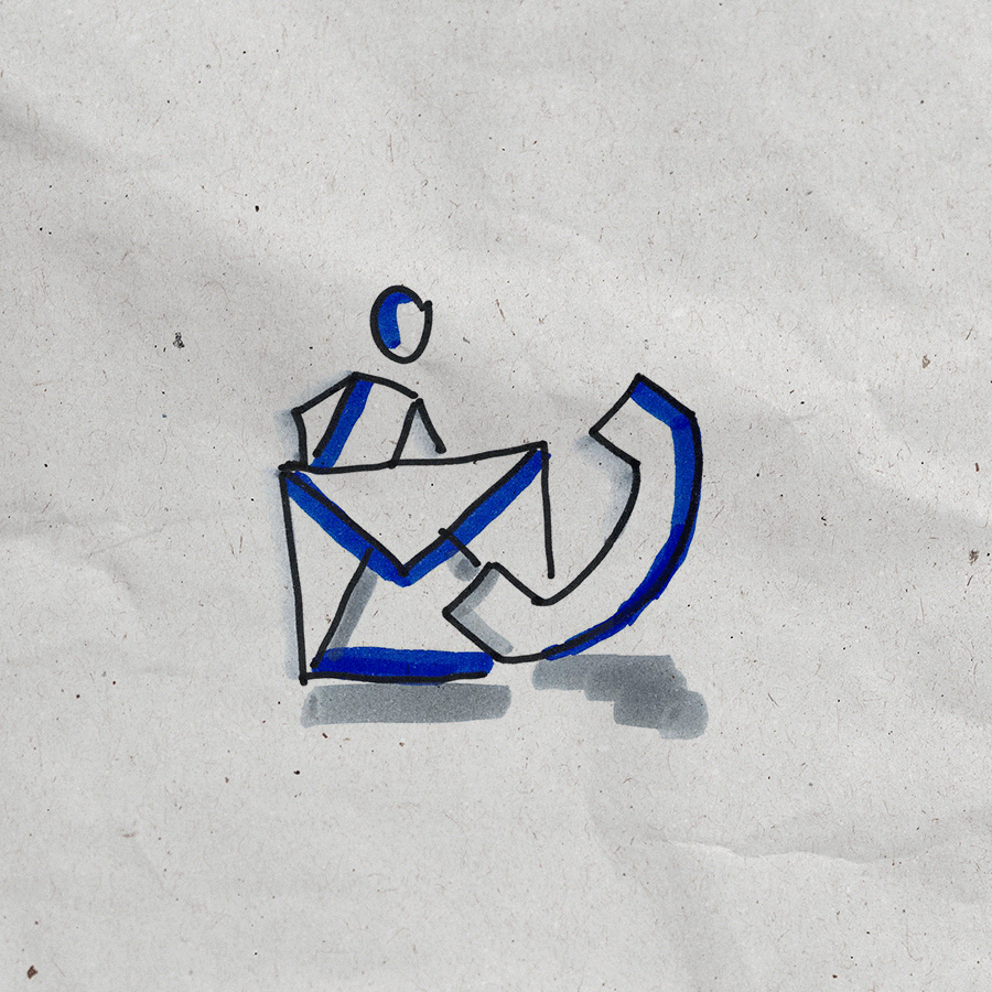 Illustration: Brief und Telefonhörer